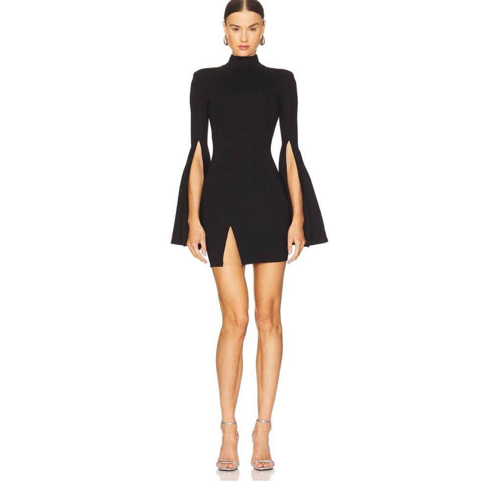 Michael Costello Black Long Sleeve Cutout Mini Dress